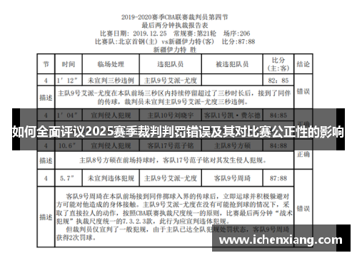 如何全面评议2025赛季裁判判罚错误及其对比赛公正性的影响